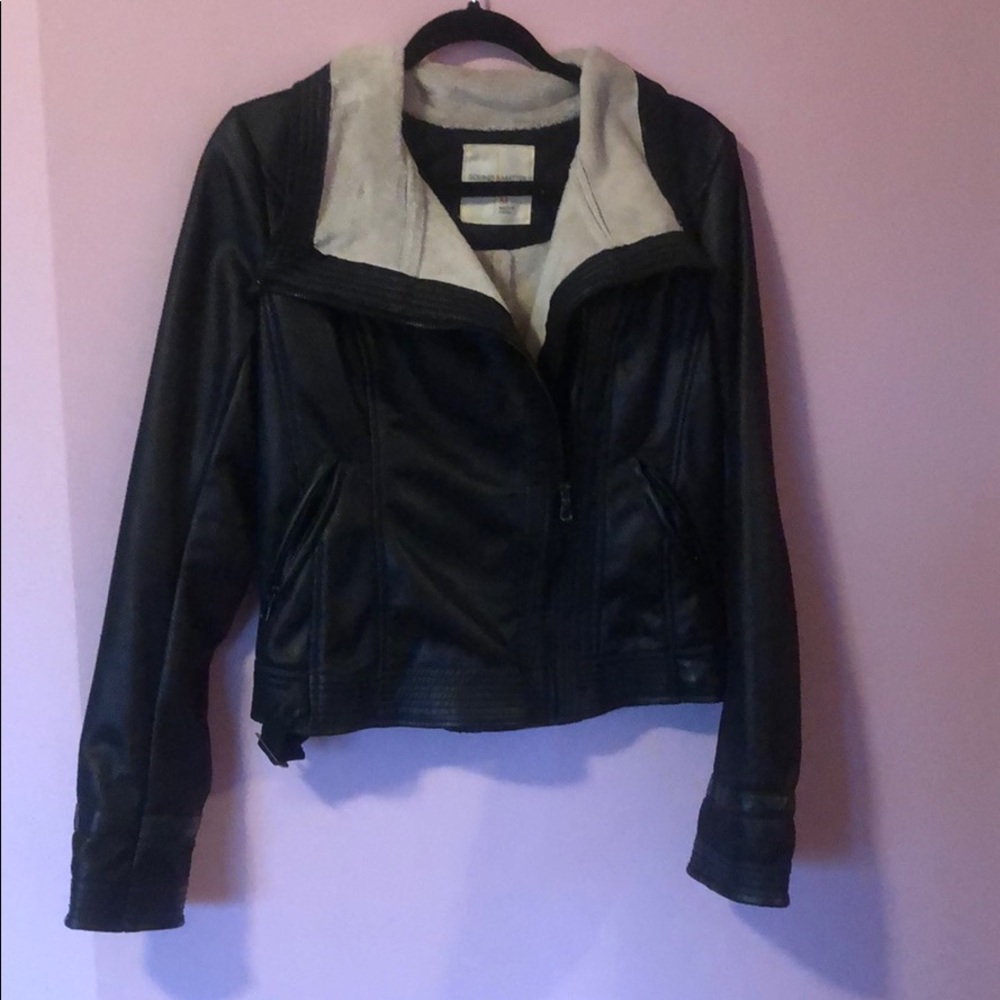 Faux Leather Side Zip Jacket